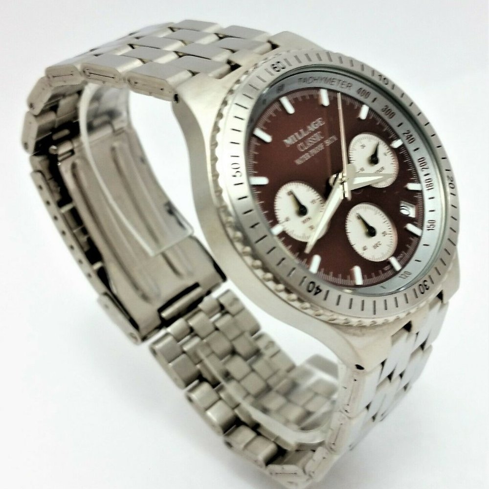 Millage Classic 4388 Date Chronograph Stainless Steel Japan Movement - Nice! - Picture 4 of 11
